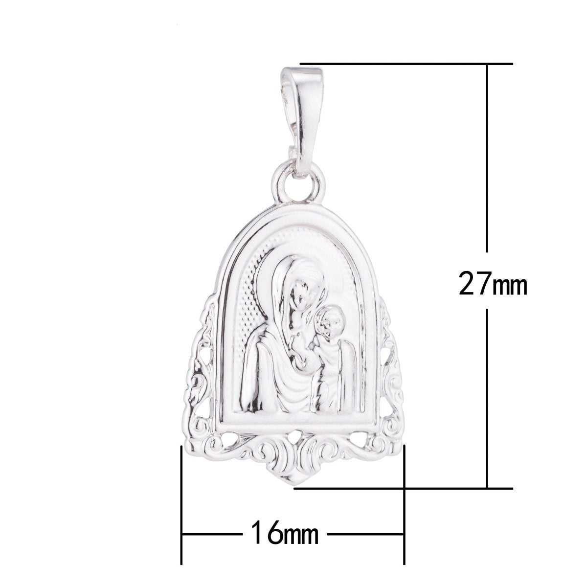 1pc Silver Holy Mother Virgin Mary, Baby Jesus Christ, Church Belief, Faith, Necklace Pendant Charm Bead Bails Findings for Jewelry Making, PDGF-41/H-41 - DLUXCA