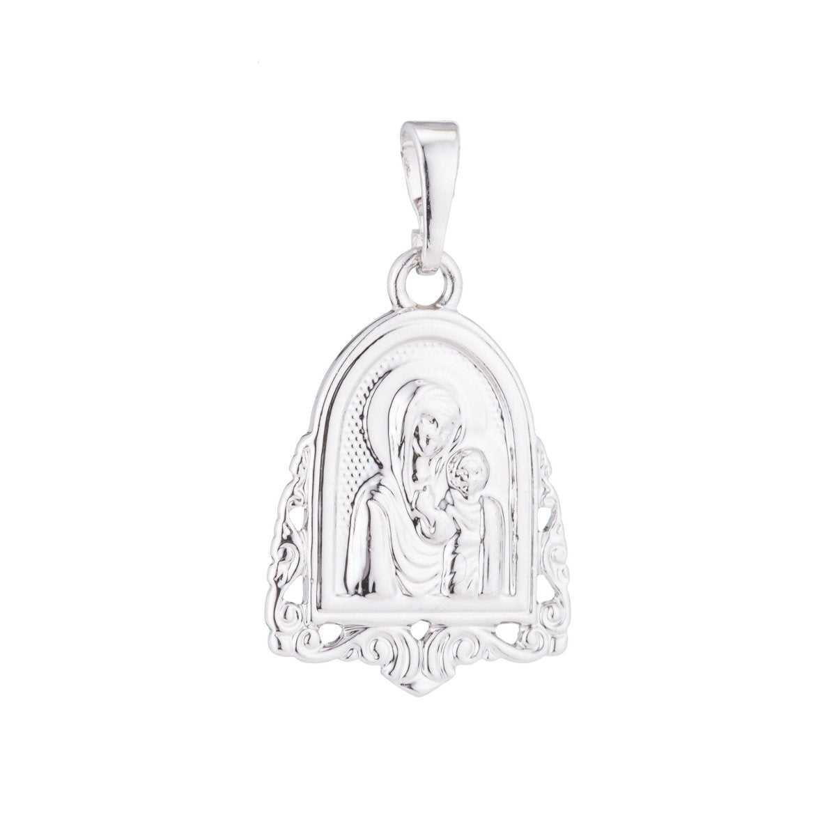 1pc Silver Holy Mother Virgin Mary, Baby Jesus Christ, Church Belief, Faith, Necklace Pendant Charm Bead Bails Findings for Jewelry Making, PDGF-41/H-41 - DLUXCA