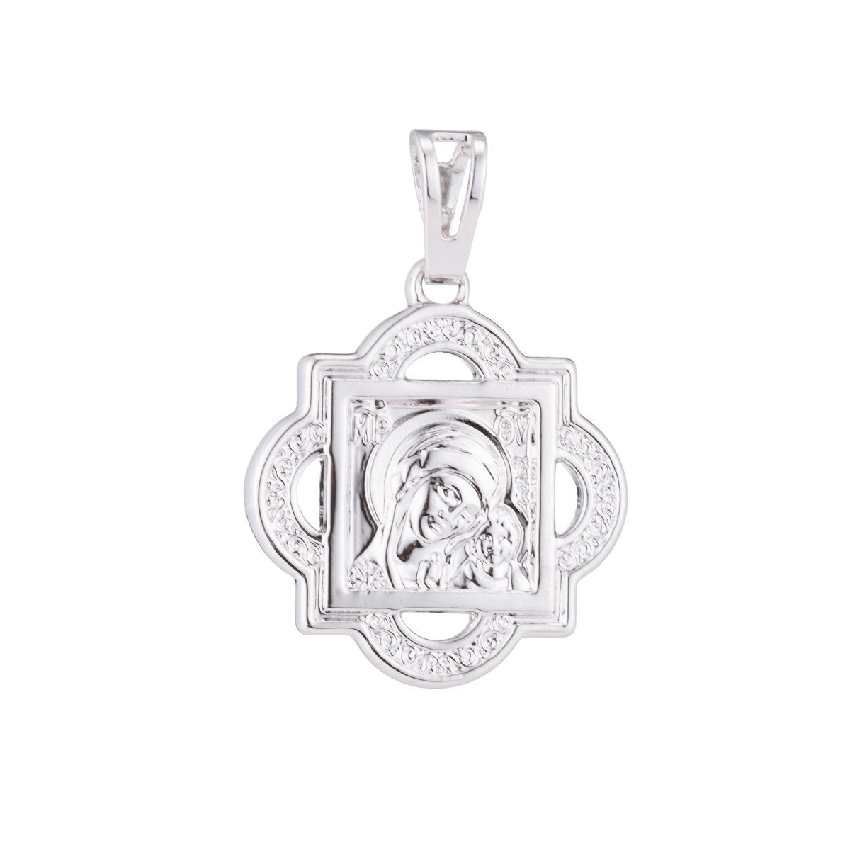 1pc Silver Mother Mary, Holy Virgin, Baby Jesus, Religious, Cross, Faith, DIY, Necklace Pendant Charm Bead Bails Findings for Jewelry Making, CL-H043 - DLUXCA