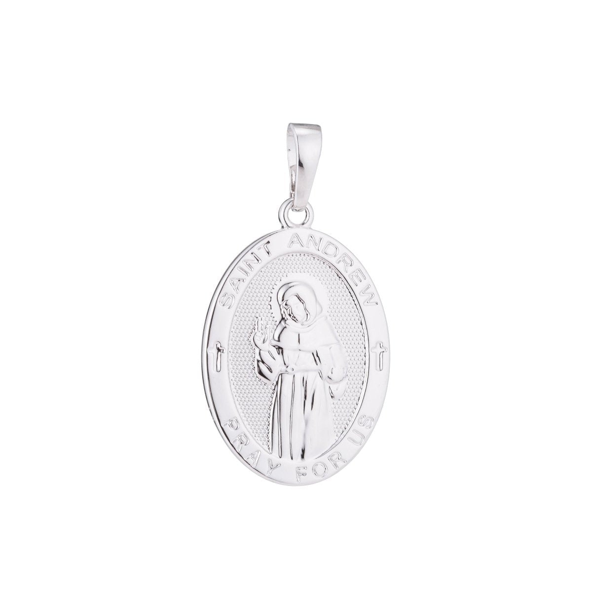 1pc Silver Saint Andrew, Pray for Us, Holy, Martyr, Religious, Catholic, DIY Necklace Pendant Charm Bead Bails Findings for Jewelry Making, CL-H030 - DLUXCA