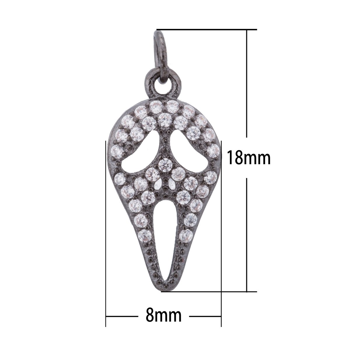 1pc Silver Scream Movie Mask, Scary, Halloween Horror Cosplay, DIY Cubic Zirconia Bracelet Charm Bead Finding Pendant For Jewelry Making, Gold Black Mask Charm, C-169 - DLUXCA