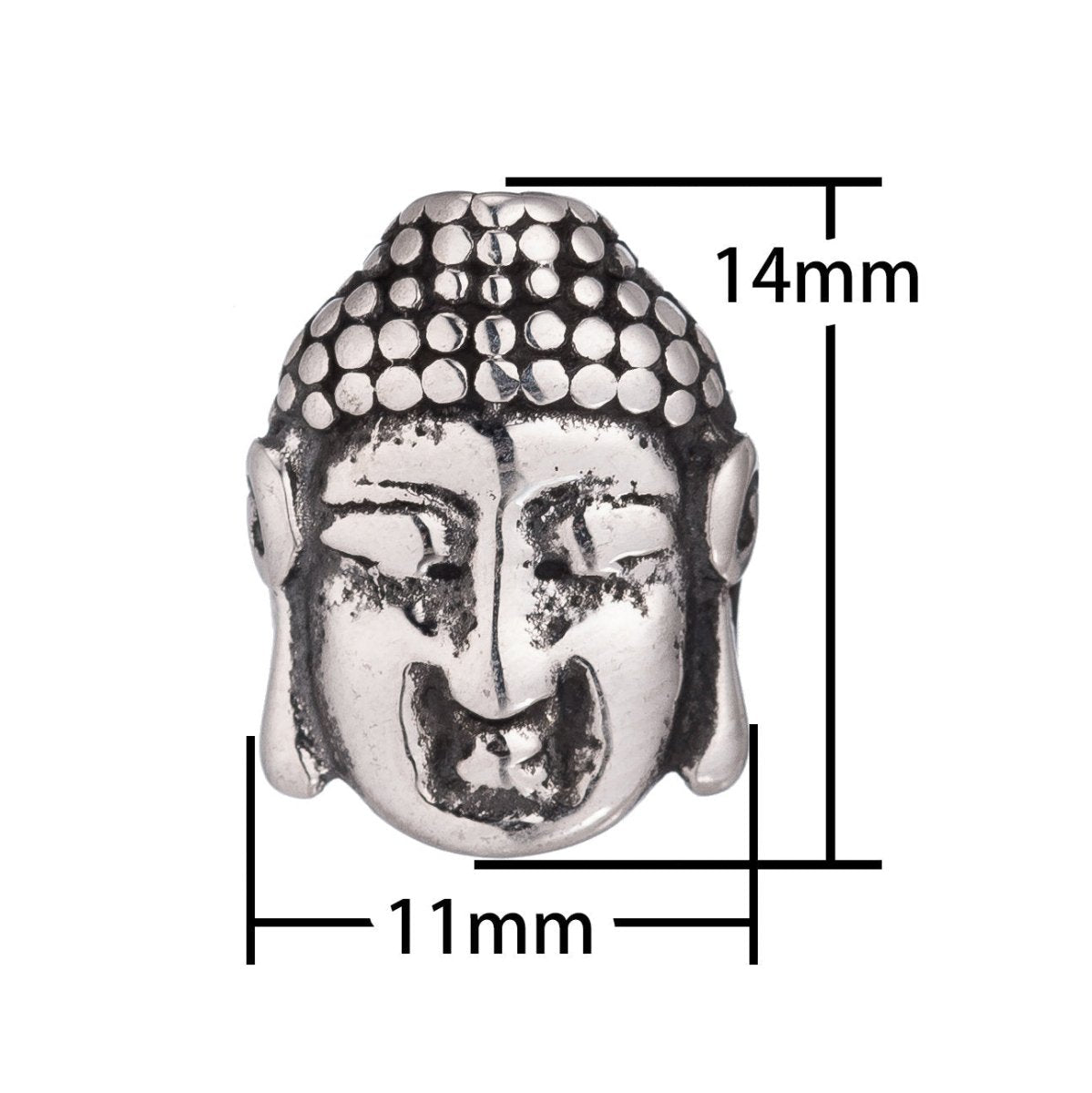 1pc Silver Stainless Steel Buddha Head, Buddhist Zen Yoga Religion Belief Bracelet Charm Bead Finding Connector Spacer for Jewelry Making - DLUXCA