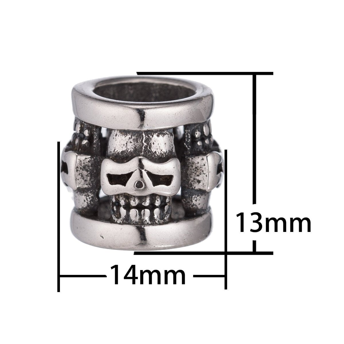 1pc Silver Stainless Steel Human Skull Head for Halloween Essentials Pendant Bracelet Charm Bead Finding Connector Spacer for Jewelry Making - DLUXCA