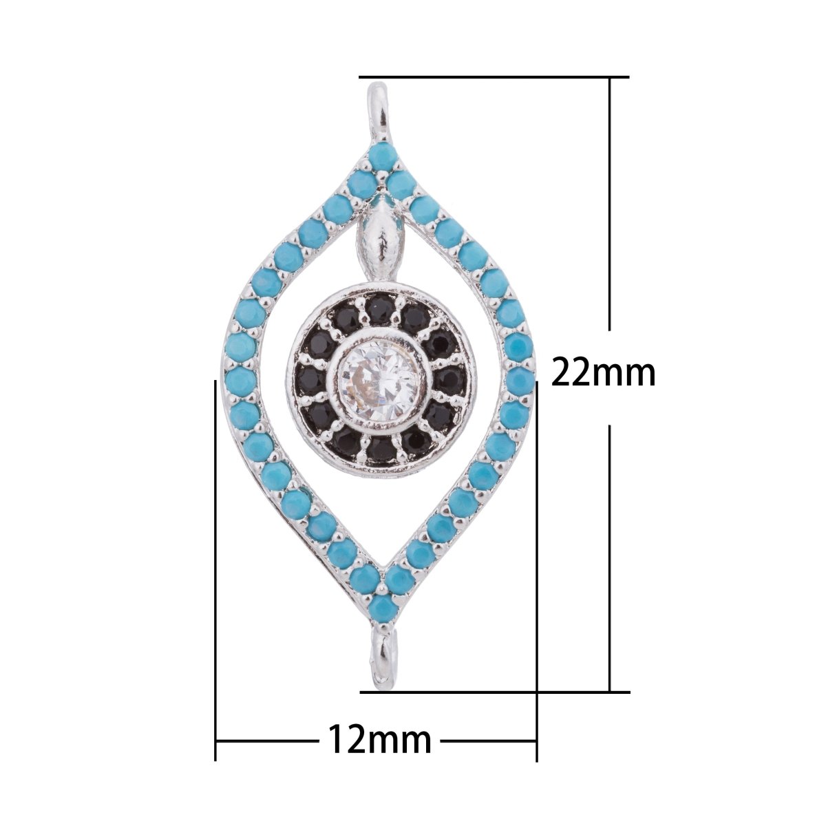 1pc Silver Turquoise Evil Eye, Black Dainty Pendant, Women Cubic Zirconia Bracelet Charm Bead Spacer Finding Connector For Jewelry Making - DLUXCA