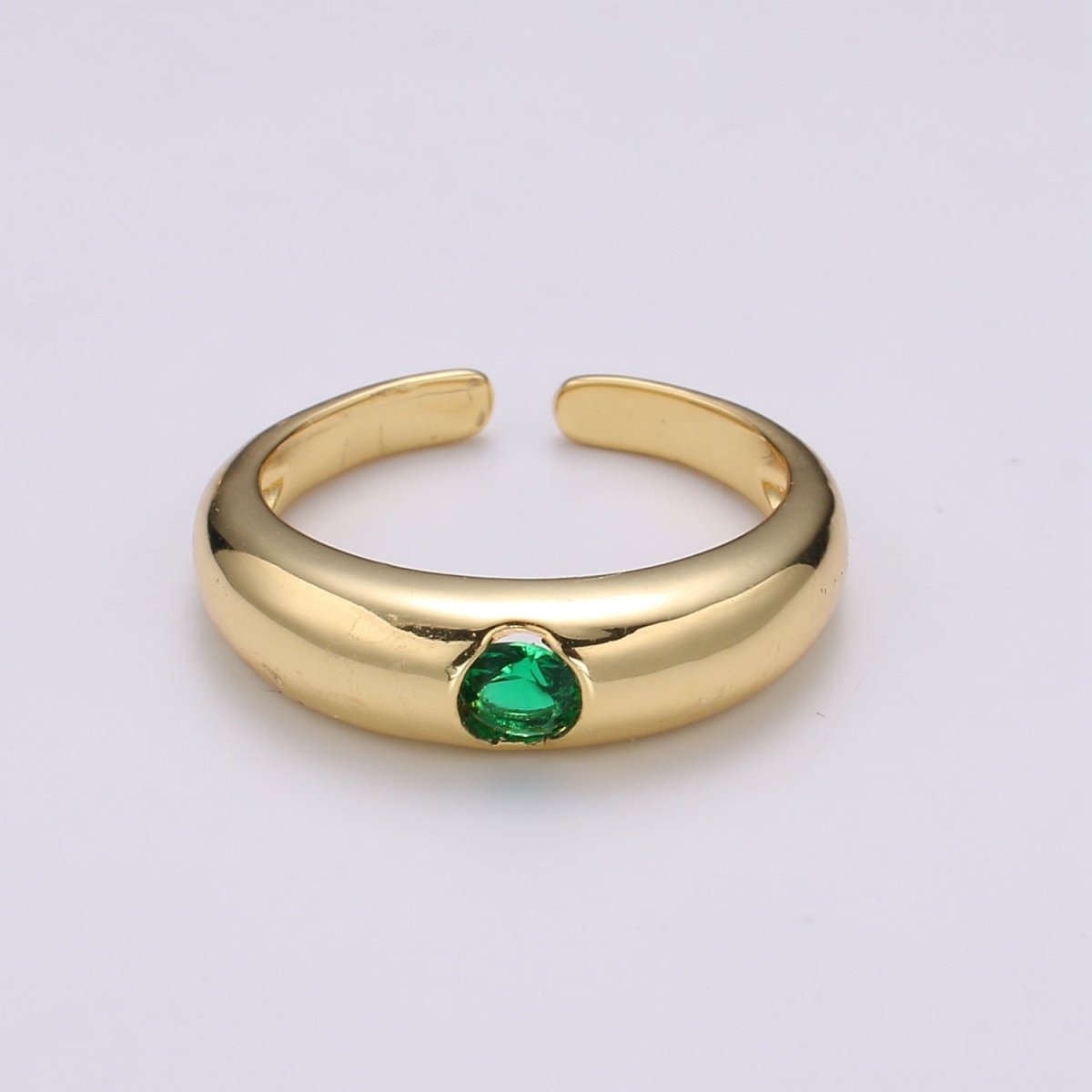 1pc Solitaire Blue, Clear, Red, Green & Teal CZ 24K Gold Ring, Cubic Adjustable Gold Band Ring, Simple Ring, Cubic Zirconia R450 - DLUXCA