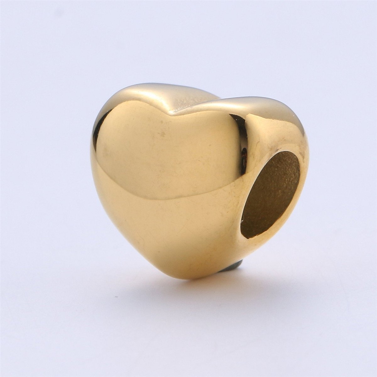 1pc Stainless Steel Gold Large Hole Heart Pattern Spacer Bead, for DIY Jewelry Making European Charms Beaded Bracelet, Size 11x10mm Hole 3mm - DLUXCA