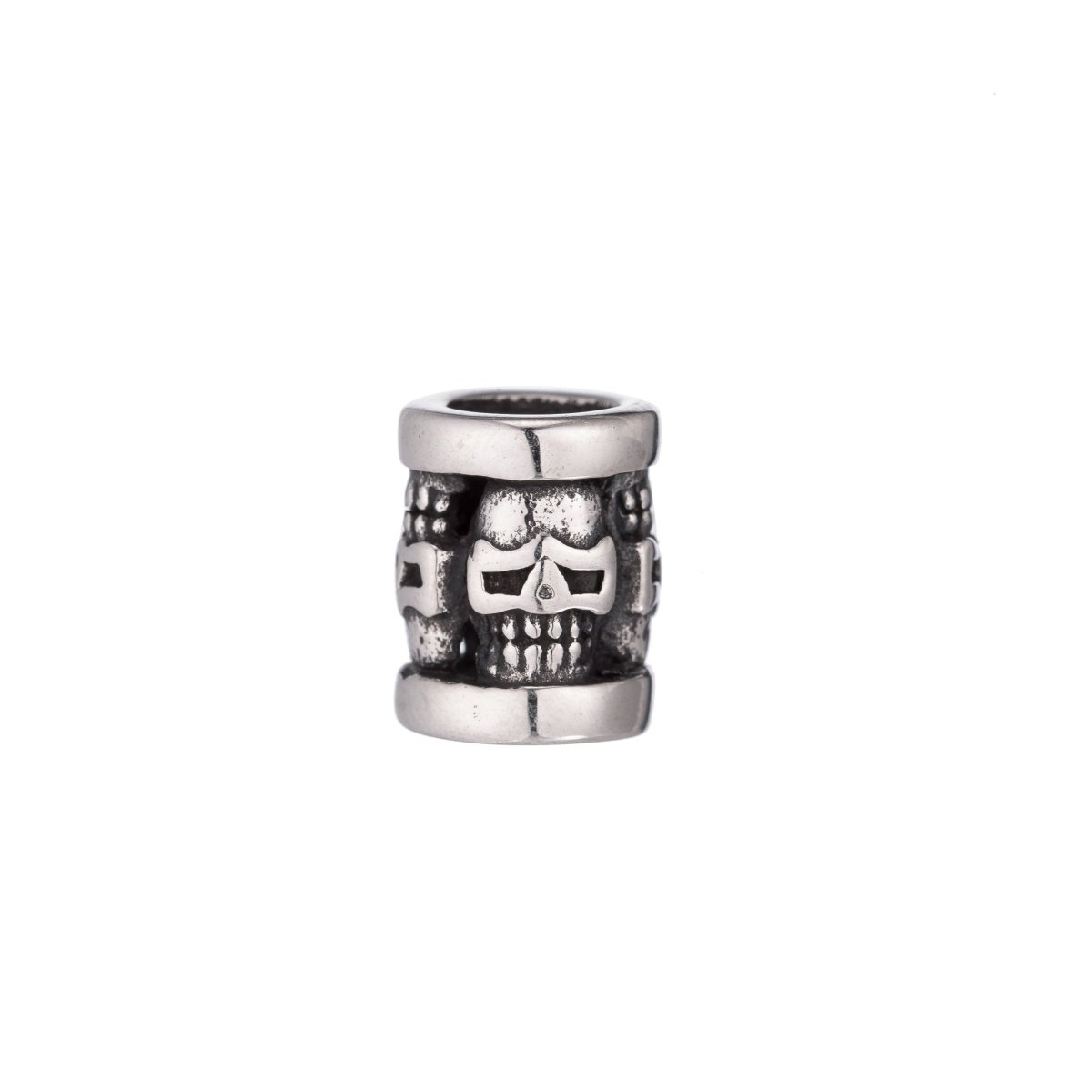 1pc Stainless Steel Silver Skull Crown Scary DIY Halloween Essential Pendant Bracelet Charm Bead Finding Connector Spacer for Jewelry Making - DLUXCA