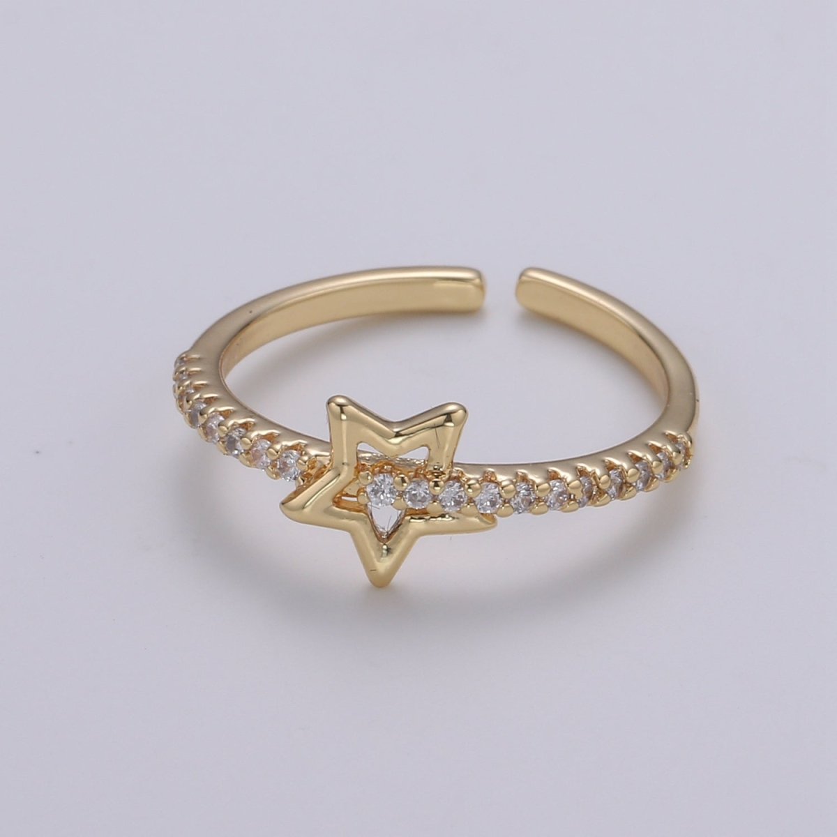 1pc Star of the Universe 18k Gold Ring, CZ Milky way Adjustable Gold Ring, Simple Ring, Circle Ring R490 - DLUXCA