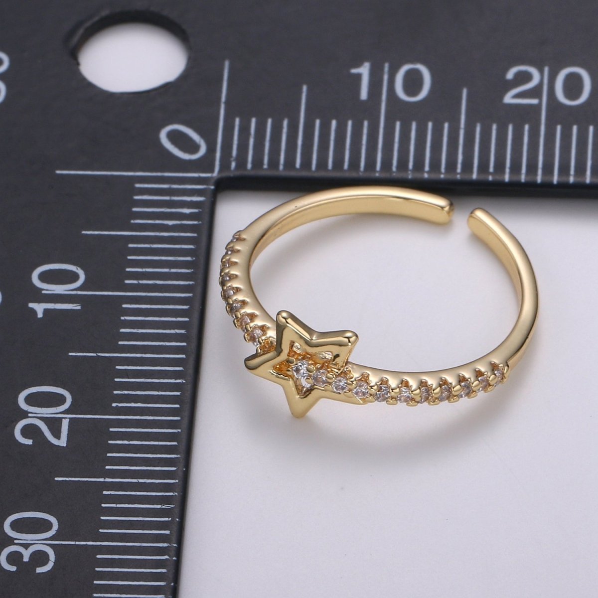 1pc Star of the Universe 18k Gold Ring, CZ Milky way Adjustable Gold Ring, Simple Ring, Circle Ring R490 - DLUXCA