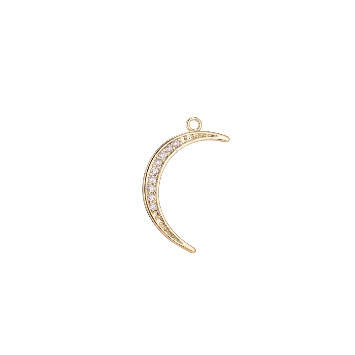 1pc Thin Gold Filled Crescent Moon Celestial, Lunar, Tusk Cubic Zircon Layered Necklace Pendant Charm Bead Findings for Jewelry Making C-096 - DLUXCA