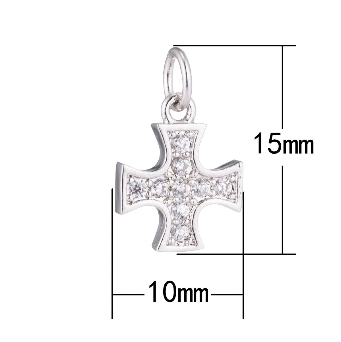 1pc White Gold Filled Cross, Jesus, Religious Gift, Peace Love, Cubic Zirconia Bracelet Charm, Necklace Pendant, Findings for Jewelry Making, CL-CHGF-238/C-209 - DLUXCA