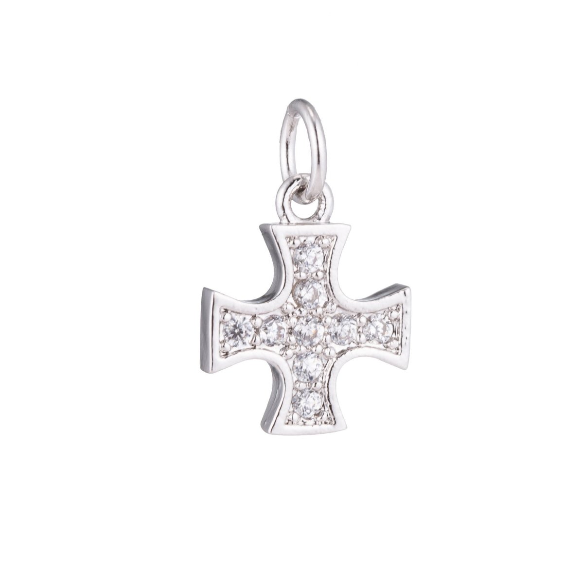 1pc White Gold Filled Cross, Jesus, Religious Gift, Peace Love, Cubic Zirconia Bracelet Charm, Necklace Pendant, Findings for Jewelry Making, CL-CHGF-238/C-209 - DLUXCA