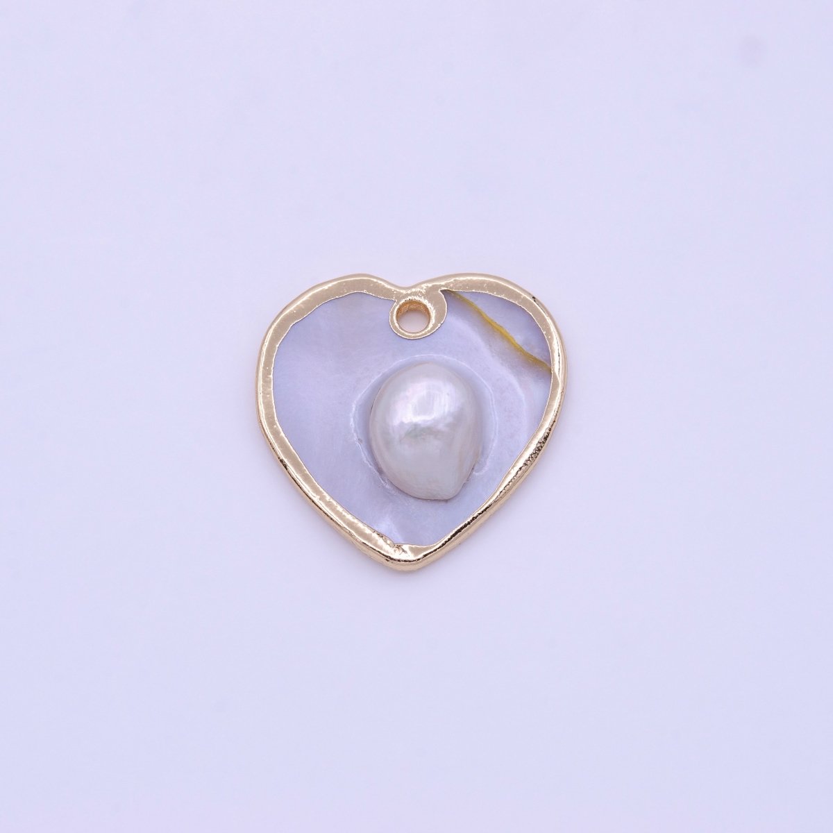 1pc Wholesale Natural Mother of Pearl Charm Abstract Heart Shape Aprox 20mm, Gold / Silver Frame Charm P-1835 P-1836 - DLUXCA