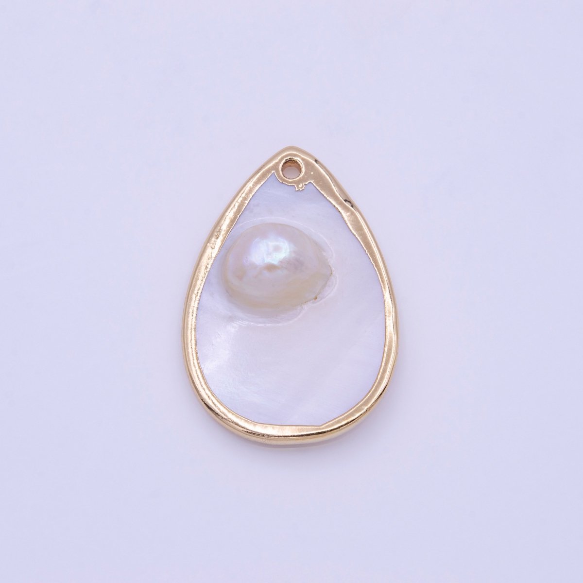 1pc Wholesale Natural Mother of Pearl Charm Abstract Tear Drop Pear Shape Aprox 20x29mm, Gold / Silver Frame Charm P-1839 P-1840 - DLUXCA