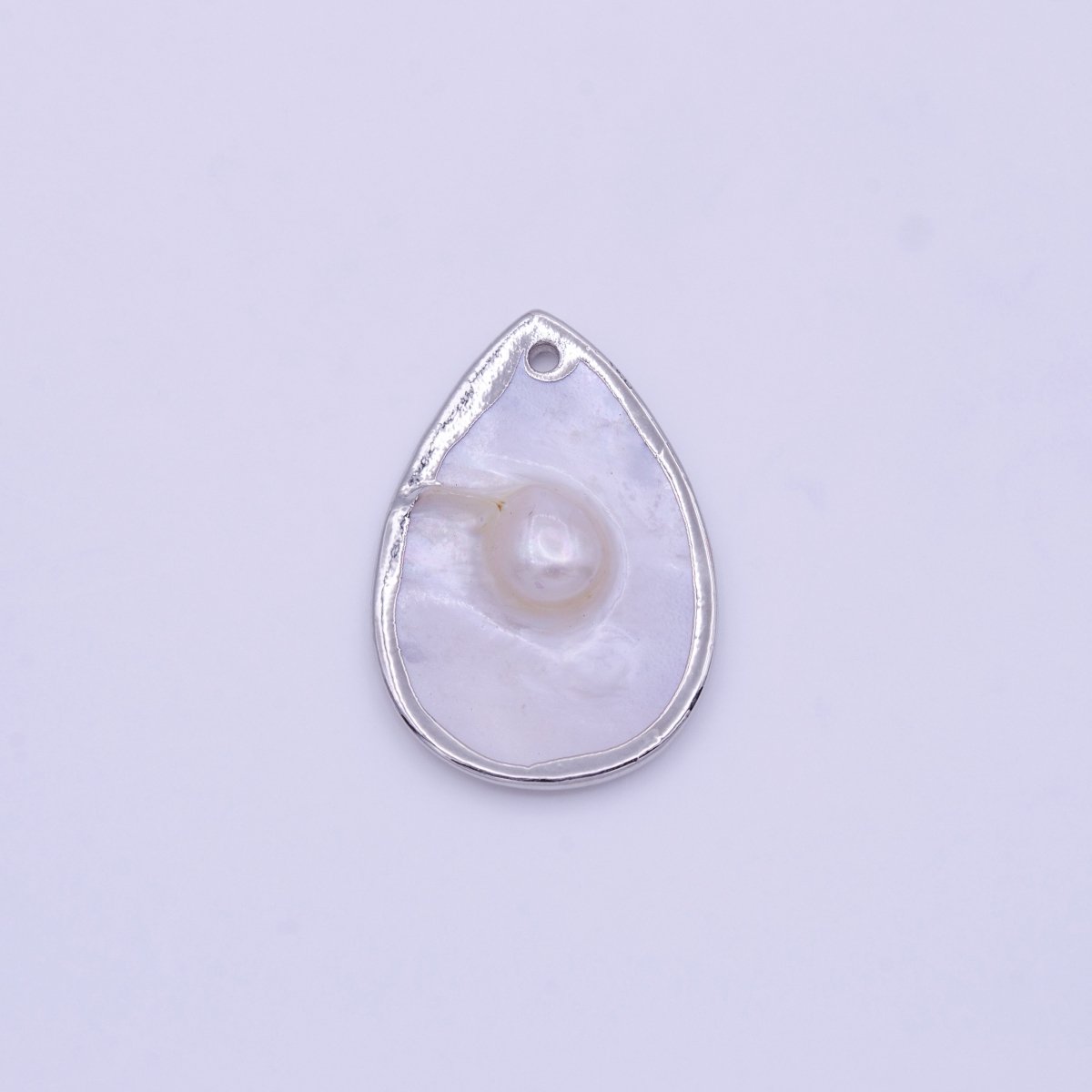 1pc Wholesale Natural Mother of Pearl Charm Abstract Tear Drop Pear Shape Aprox 20x29mm, Gold / Silver Frame Charm P-1839 P-1840 - DLUXCA