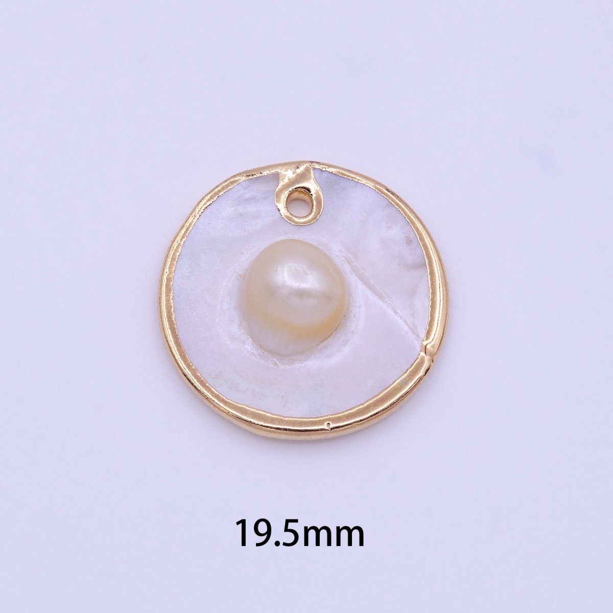 1pc Wholesale Natural Mother of Pearl Charm, Random Round Shape Approx 19.5mm, Gold / Silver Frame Charm P-1837 P-1838 - DLUXCA