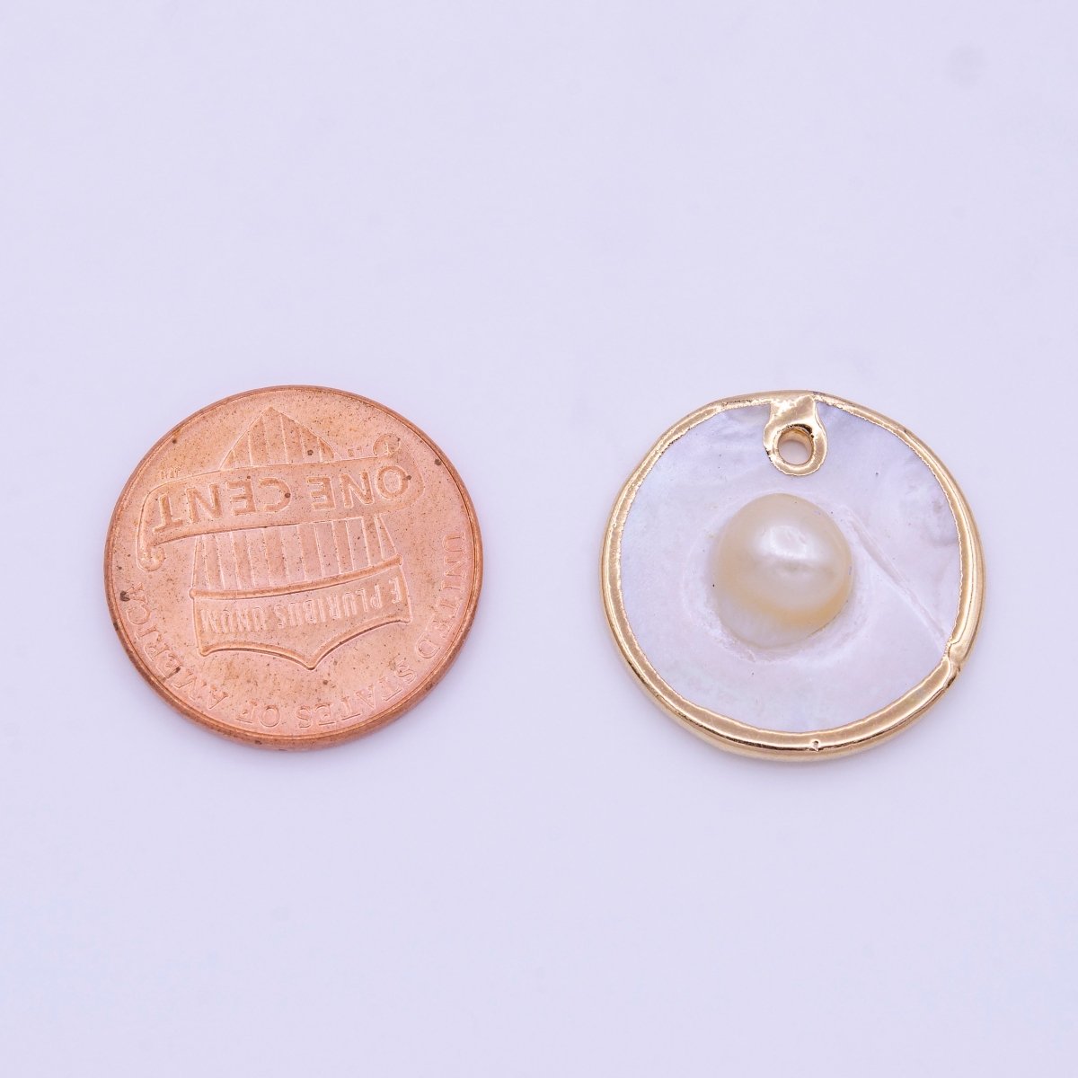 1pc Wholesale Natural Mother of Pearl Charm, Random Round Shape Approx 19.5mm, Gold / Silver Frame Charm P-1837 P-1838 - DLUXCA