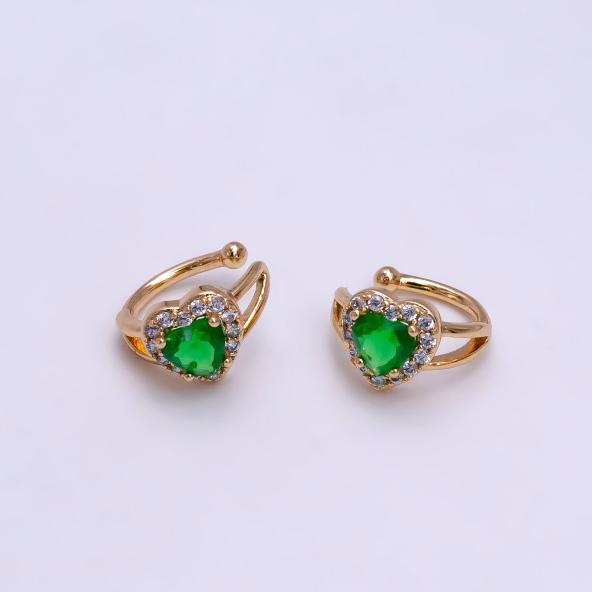 1x Blue Green Ear Cuffs for Non Pierced Ears Micro Pave Crystal Gold Clip on Conch Cuff Earrings for Women Girls, AI-062 AI-063. - DLUXCA