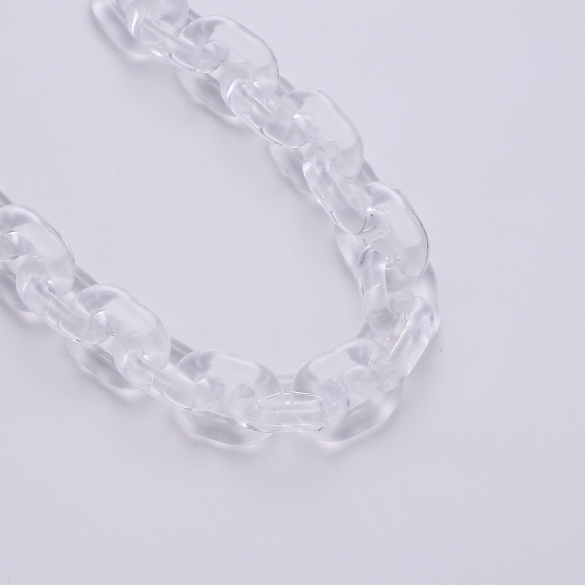 1X Clear Oval Acrylic Link Chain, Translucent Plastic Chain, Chunky Necklace Chain with Open Links Size 23.8mm x 18.8mm - DLUXCA