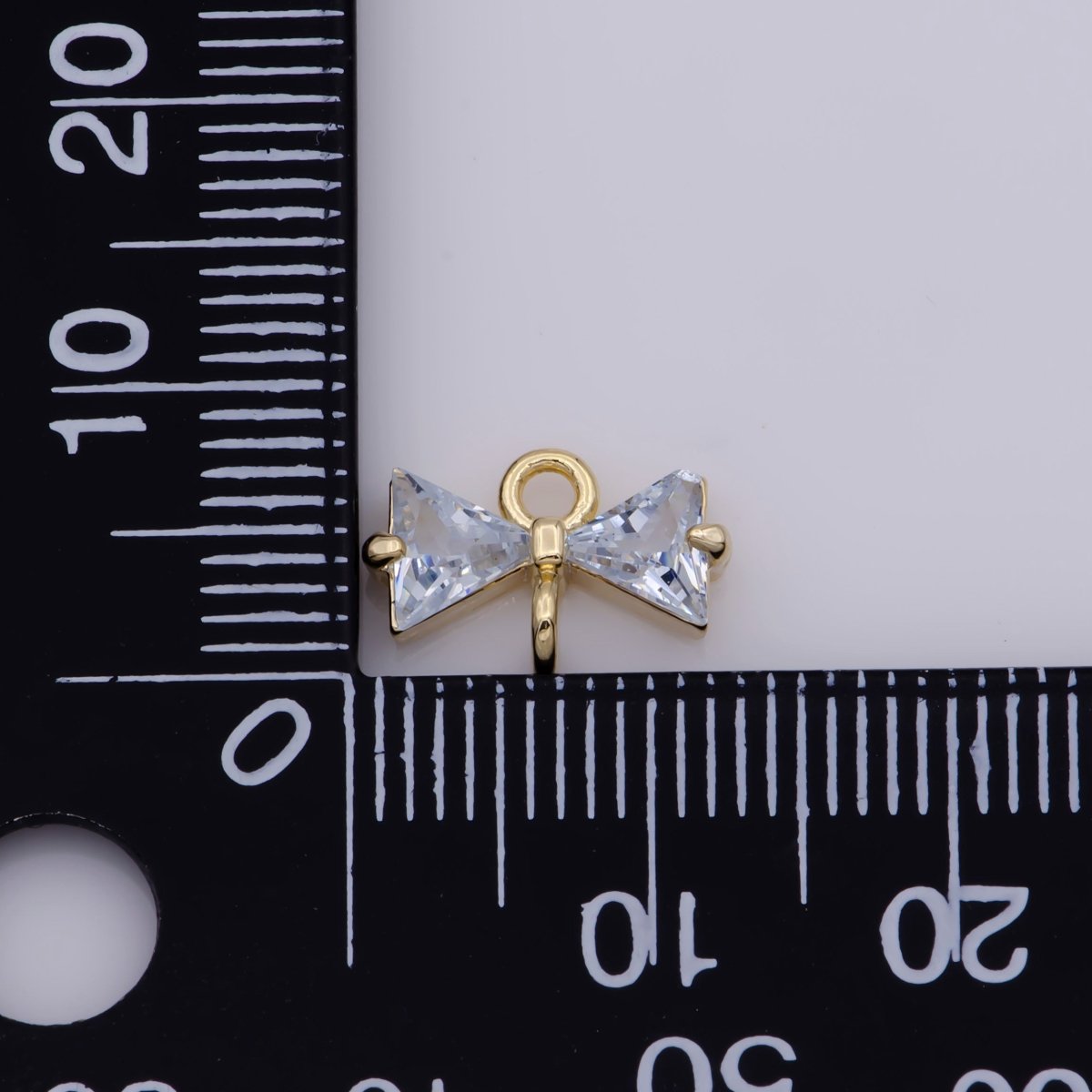 1x Cubic Bow Zirconia 14k Gold Filled Charm Connector, Bow Pendant, Cz Bow Charms with Open Link for Necklace Earring Component - DLUXCA