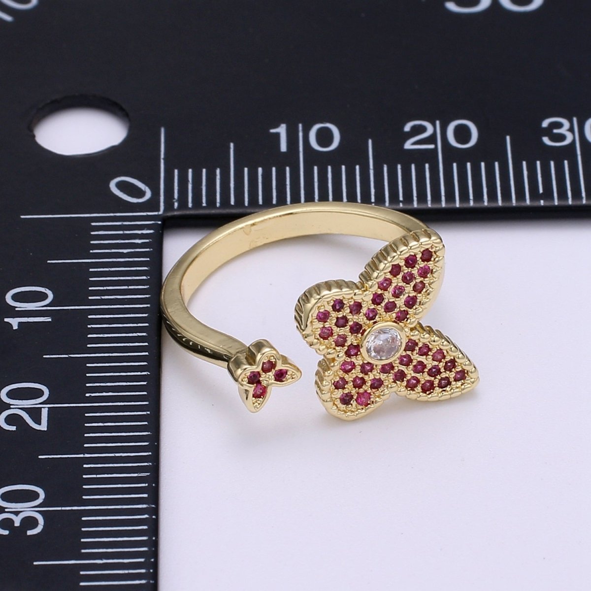 1x Dainty Butterfly Ring, Adjustable Gold Ring, Cz Mariposa Ring, Animal Lover Ring for Minimalist jewelry Everyday Wear O-273 ~ O-276 - DLUXCA