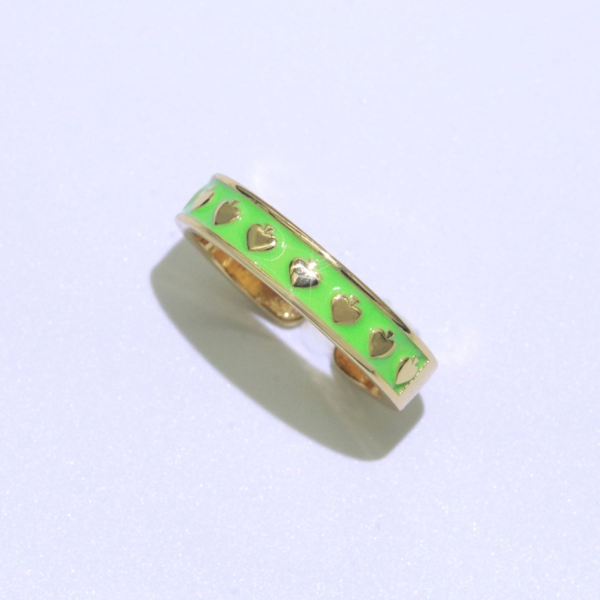1x Dainty Colorful Enamel Ring Multicolor Enamel Band Spade Ring Stacking Open Ring Adjustable Ring Yellow Teal Pink Green White Neon Ring O-395 ~ O-402 - DLUXCA