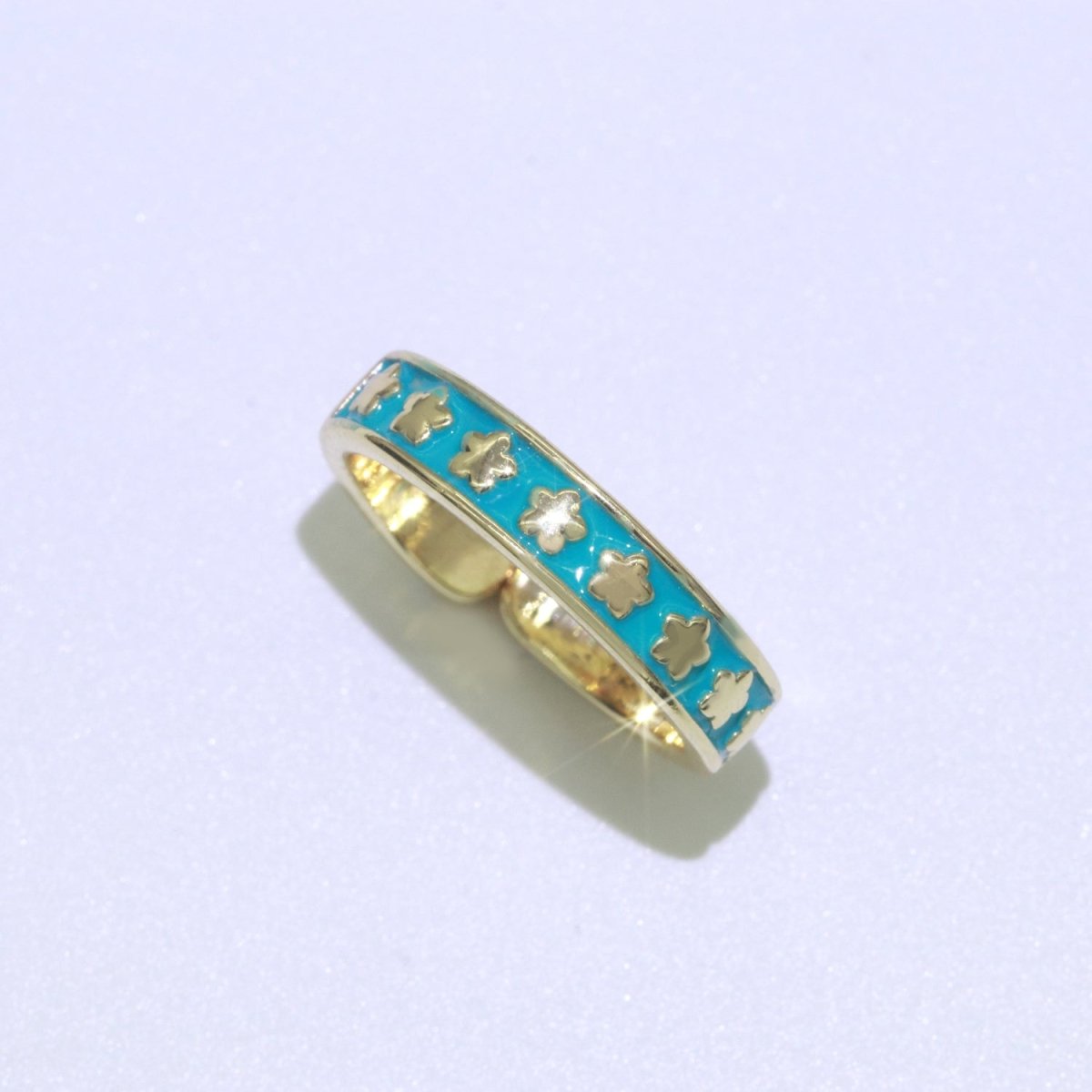1x Dainty Colorful Enamel Ring Multicolor Enamel Band Star Ring Stacking Open Ring Adjustable Ring Yellow Teal Pink Green White Neon Ring O-387 ~ O-394 - DLUXCA