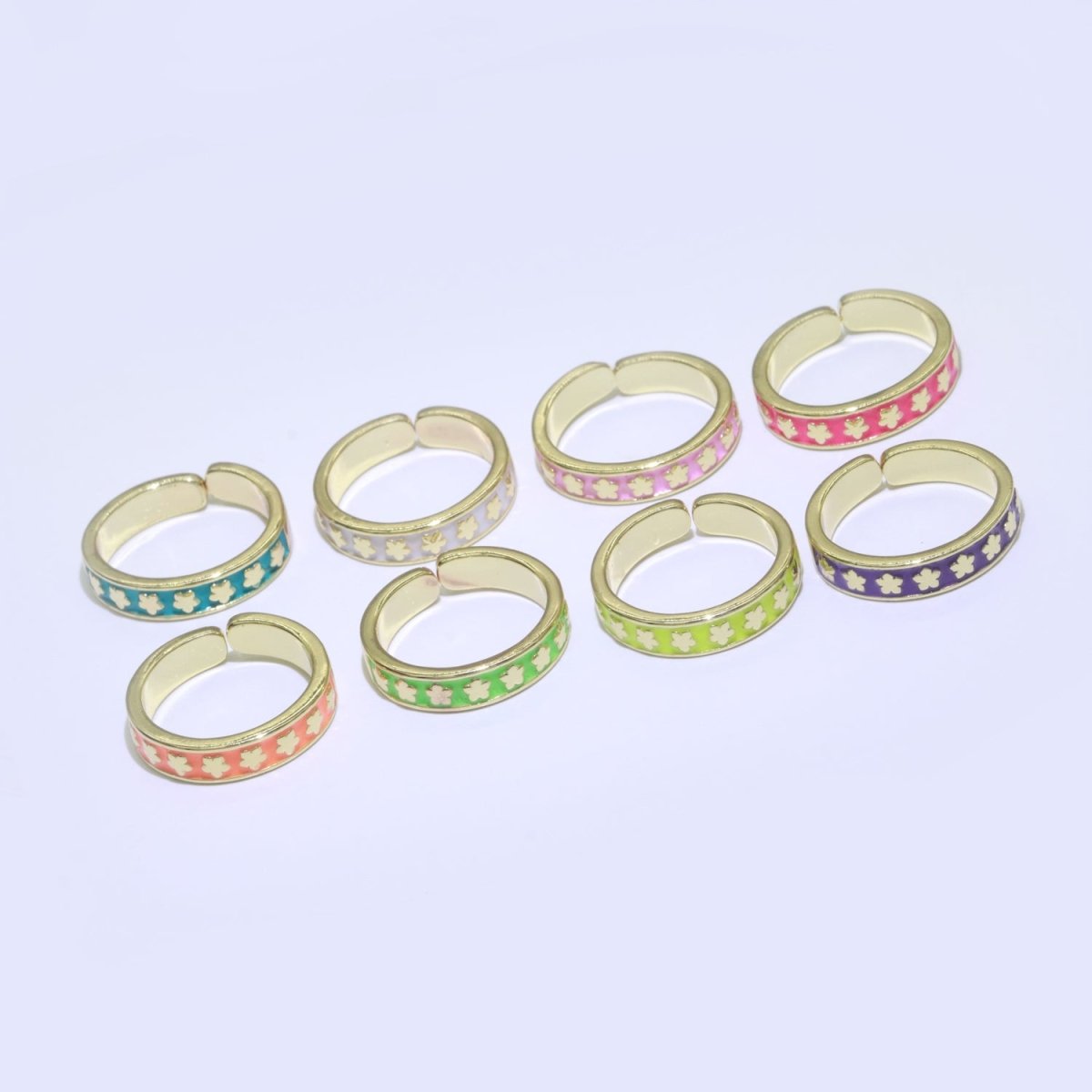 1x Dainty Colorful Enamel Ring Multicolor Enamel Band Star Ring Stacking Open Ring Adjustable Ring Yellow Teal Pink Green White Neon Ring O-387 ~ O-394 - DLUXCA