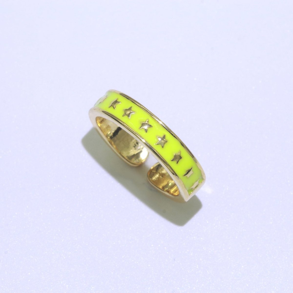 1x Dainty Colorful Enamel Ring Multicolor Star Band Spade Ring Stacking Open Ring Adjustable Ring Yellow Teal Pink Green White Neon Ring O-403 ~ O-410 - DLUXCA