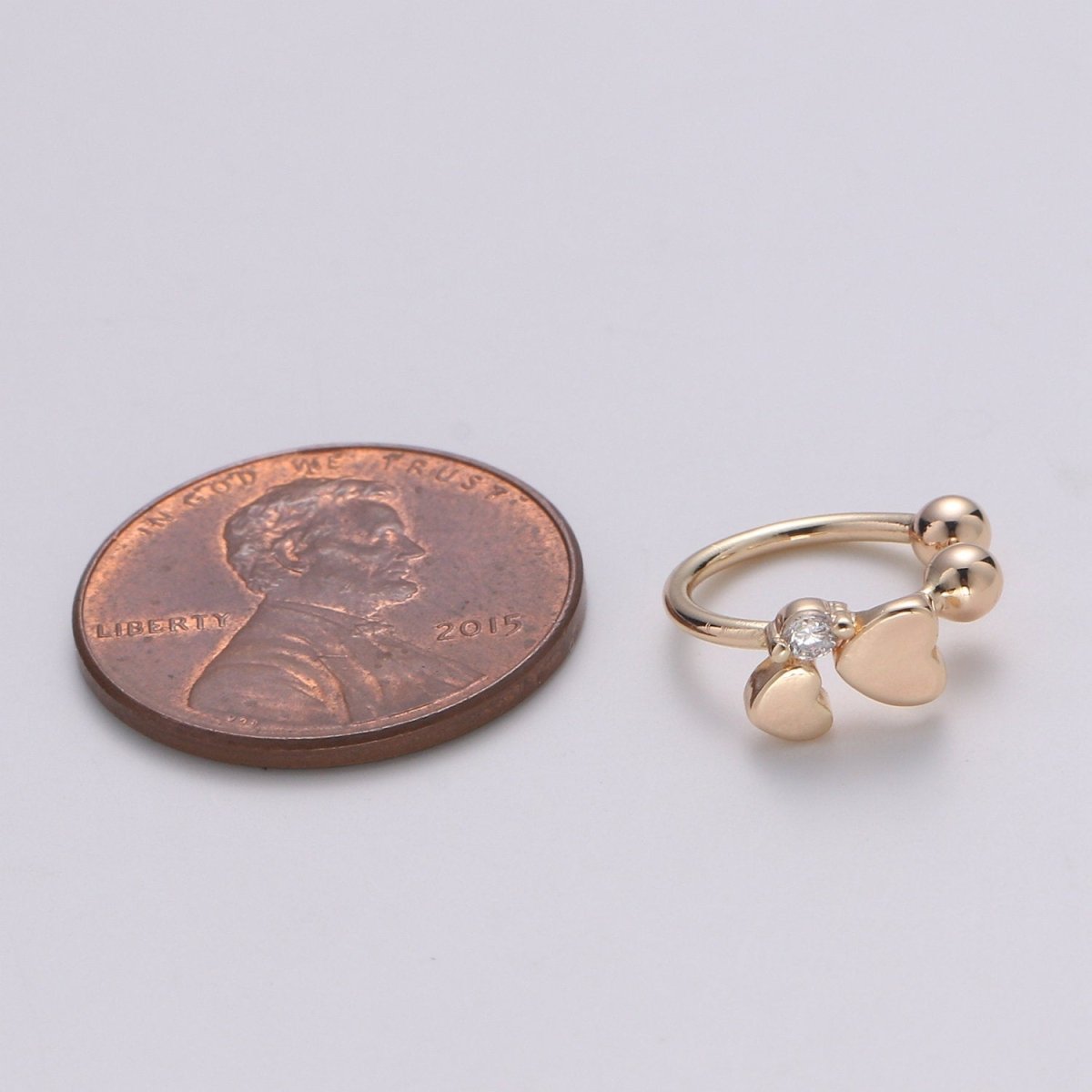 1x Dainty Heart Earcuff Gold Ear cuff cartilage earring no piercing, gold ear cuff, fake piercing, Love earcuff, Friendship ear cuff wrap, AI-093 - DLUXCA