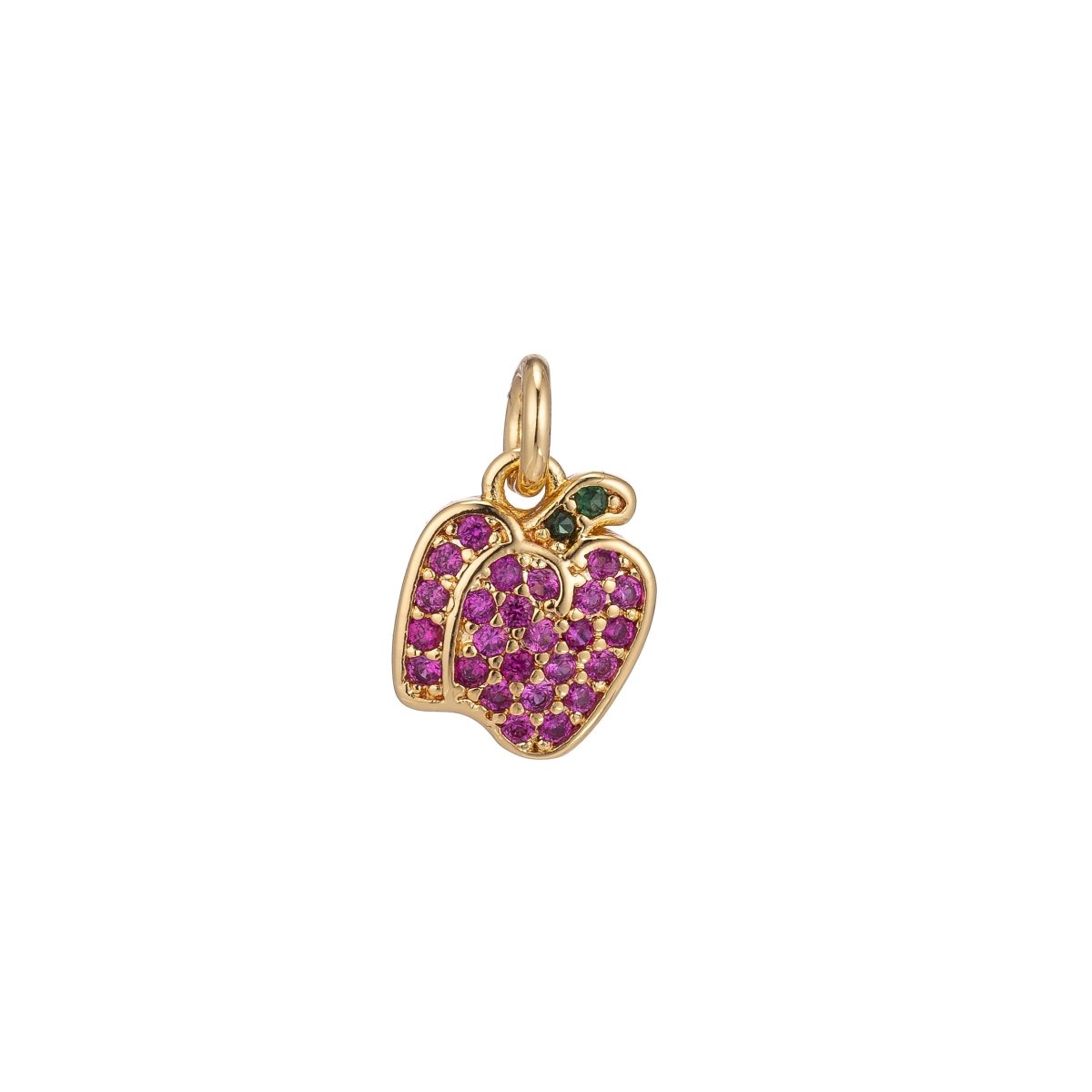 1x Dainty Tiny 18k Gold Filled Fruits Charm CZ micro Pave Necklace Pendant Earring Bracelet Strawberry Lemon Pumpkin Apple Fries CarrotC-335 - DLUXCA