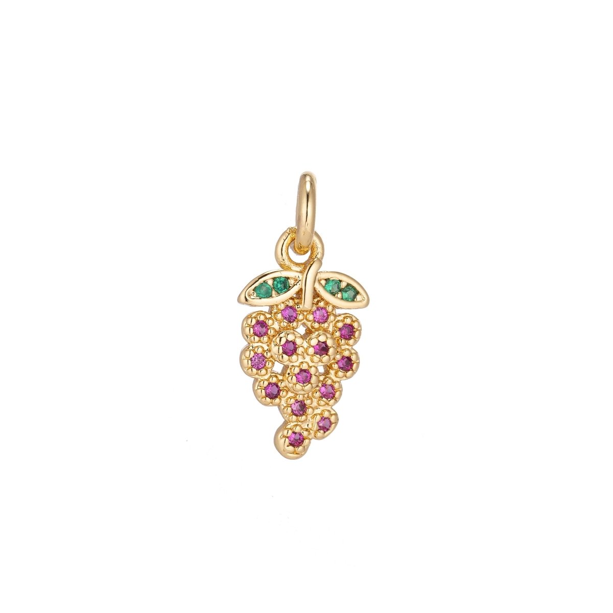 1x Dainty Tiny 18k Gold Filled Fruits Charm CZ micro Pave Necklace Pendant Earring Bracelet Strawberry Watermelon Banana Orange Cherry GrapeC-134~C-139 C-141 - DLUXCA