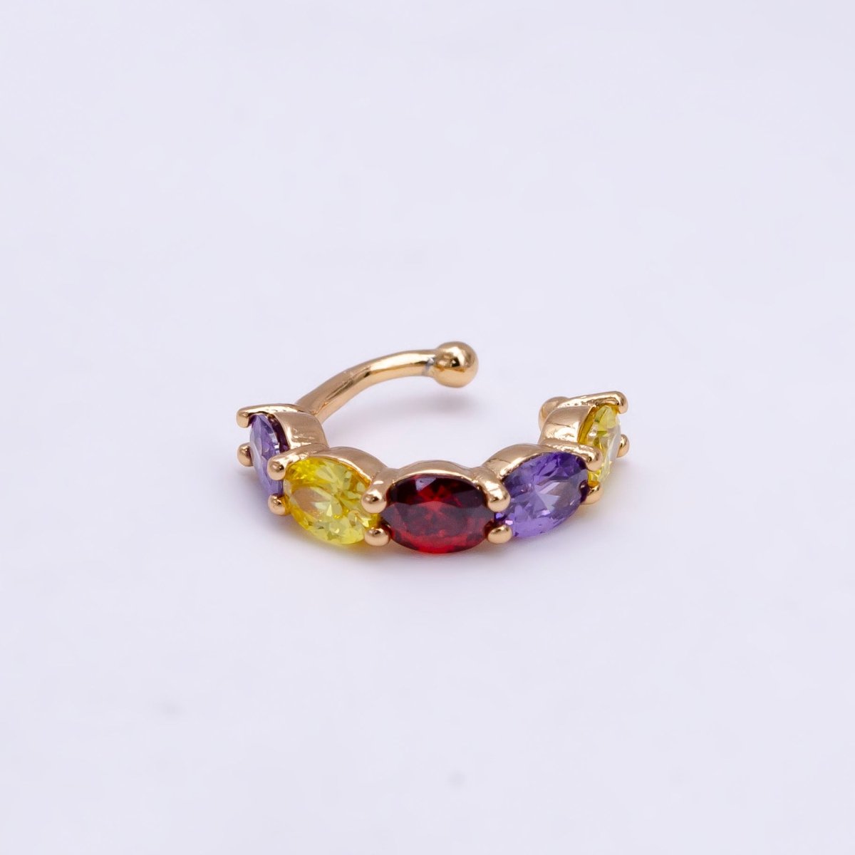 1x Ear cuff no piercing Gold with 8 Different Color cz, ear cuff, minimalist jewelry conch cuff AI-001~AI-008 - DLUXCA