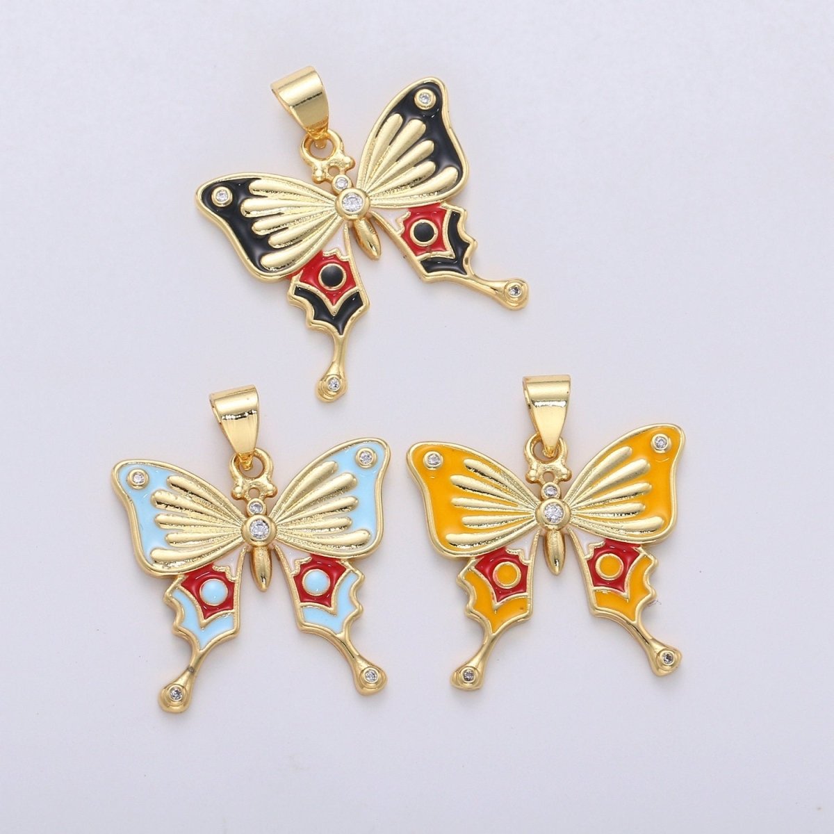 1x Enamel Mariposa Butterfly Gold Filled Butterfly Pendant Dream Animal Lover Necklace Pendant Charm Designer Colorful Jewelry Making I-791~I-793 - DLUXCA