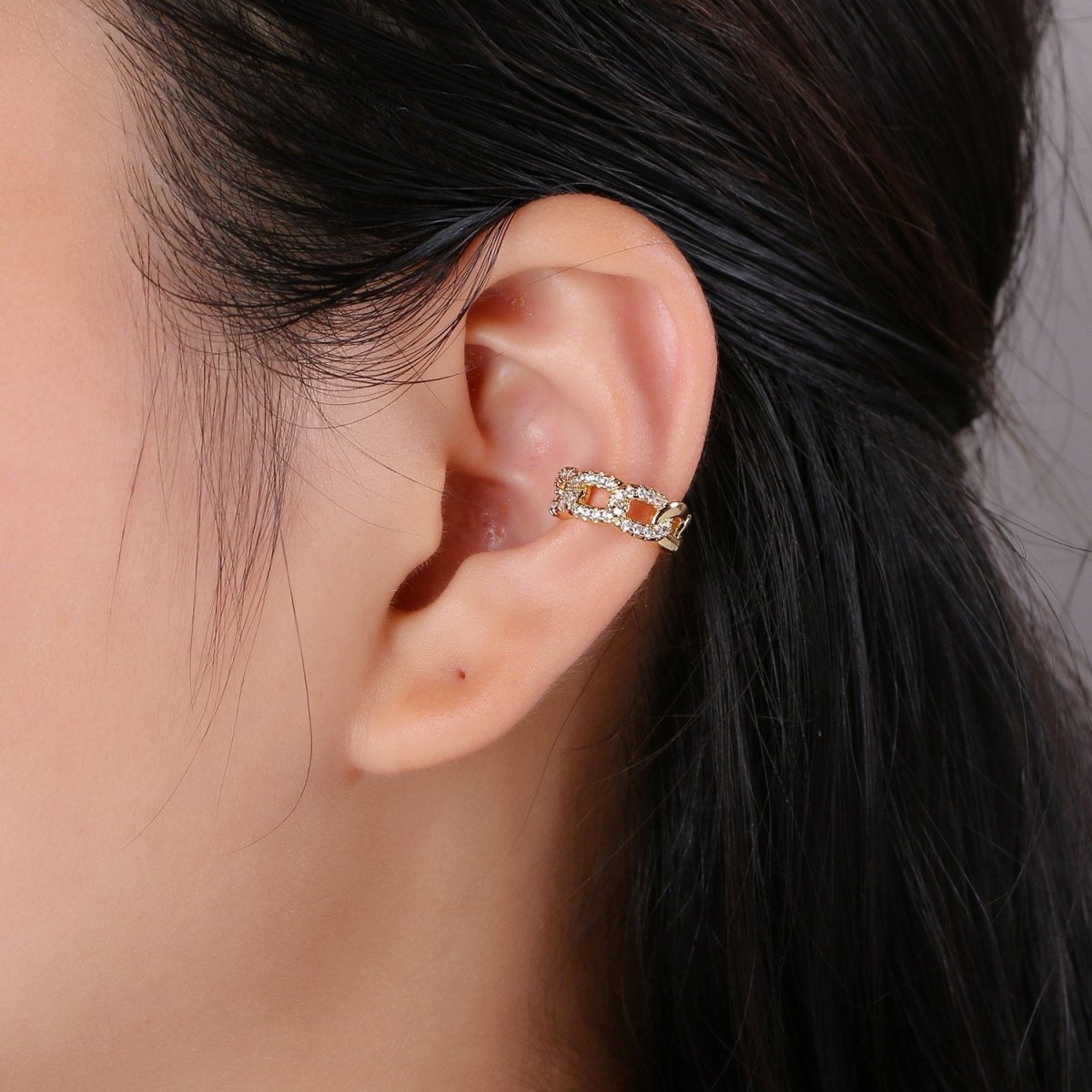 1x Gold Ear Cuff-Upper Ear Earring No Piercing-Helix Ear Cuff-Cartilage Ear Cuff-Ear cuff no piercing-Ear Cuff Earring-Link Chain Earcuff AI-127 AI-128 AI-129 - DLUXCA