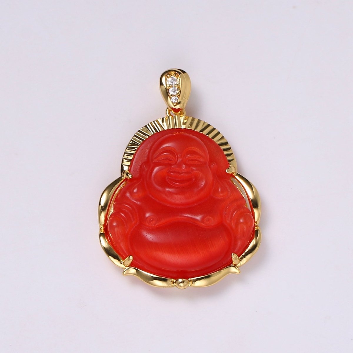 1x Gold Laughing Buddha Pendant Crystal Quartz Thai Buddha Charm Necklace in 14k Gold Filled Pendant for Statement Necklace O-203 ~ O-210 O-226 ~ O-232 - DLUXCA