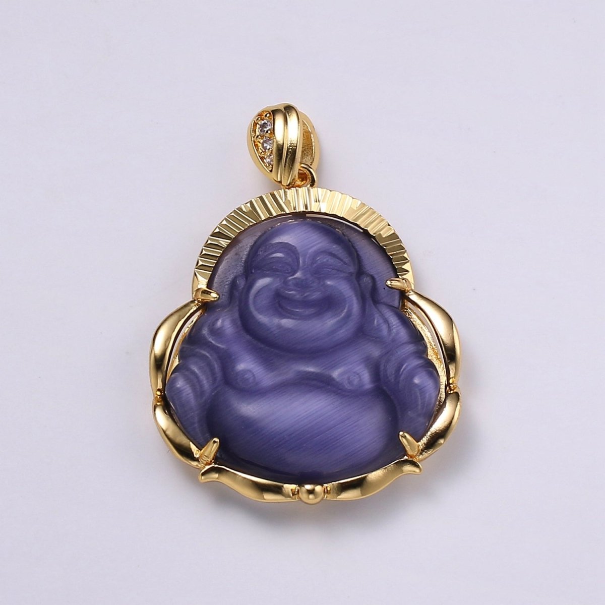 1x Gold Laughing Buddha Pendant Crystal Quartz Thai Buddha Charm Necklace in 14k Gold Filled Pendant for Statement Necklace O-203 ~ O-210 O-226 ~ O-232 - DLUXCA