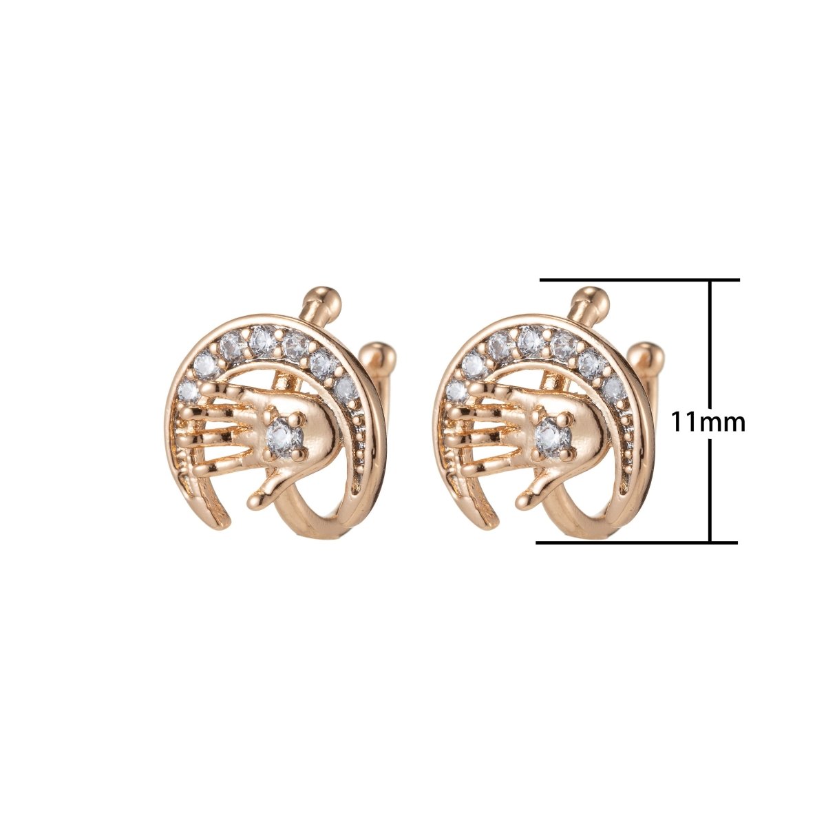 1x Hand Ear Cuffs for Non Pierced Ears Micro Pave Crystal Gold Clip on Conch Cuff Earrings for Women Girls AI-046 - DLUXCA