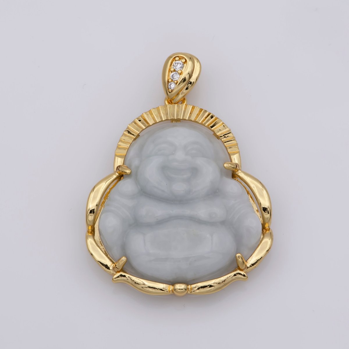 1x Laughing Buddha Jade Pendant for Necklace, Dark green Jade, Light Green Jade charm necklace. O-150 - DLUXCA