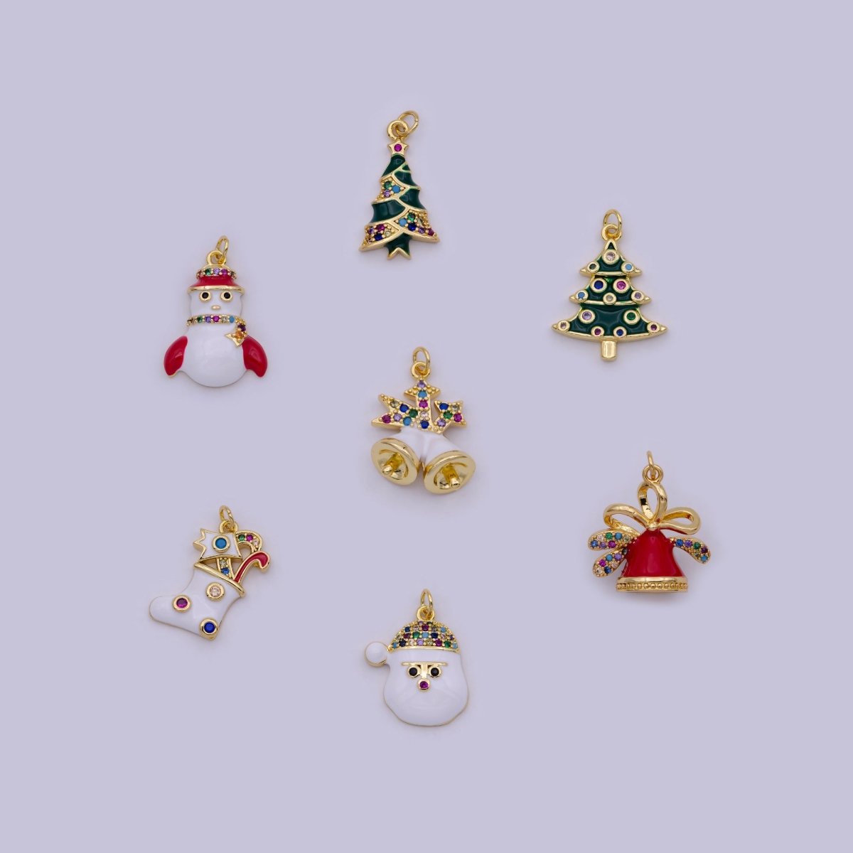 1x Limited Edition Enamel Christmas Charm for Necklace Bracelet Jewelry Inspired Tree, Snowman, Jingle Bell, Stocking Pendant - DLUXCA