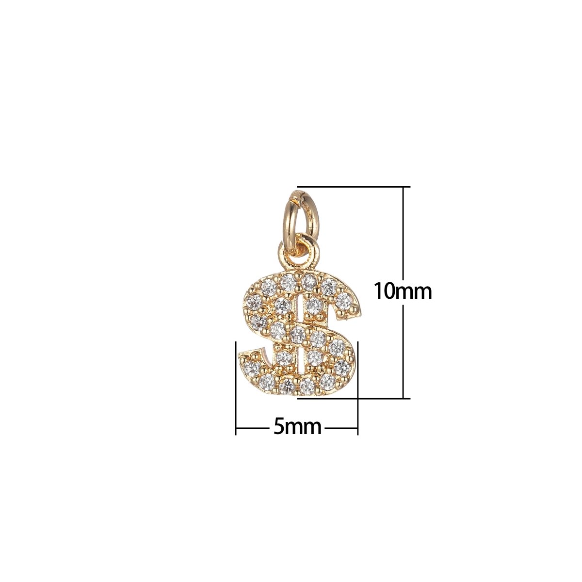 1x Micro Pave dollar Sign Charm Cubic Money Charm Millionaire Pendant Charm,Add on Bracelet Necklace Earring Gold E864 - DLUXCA