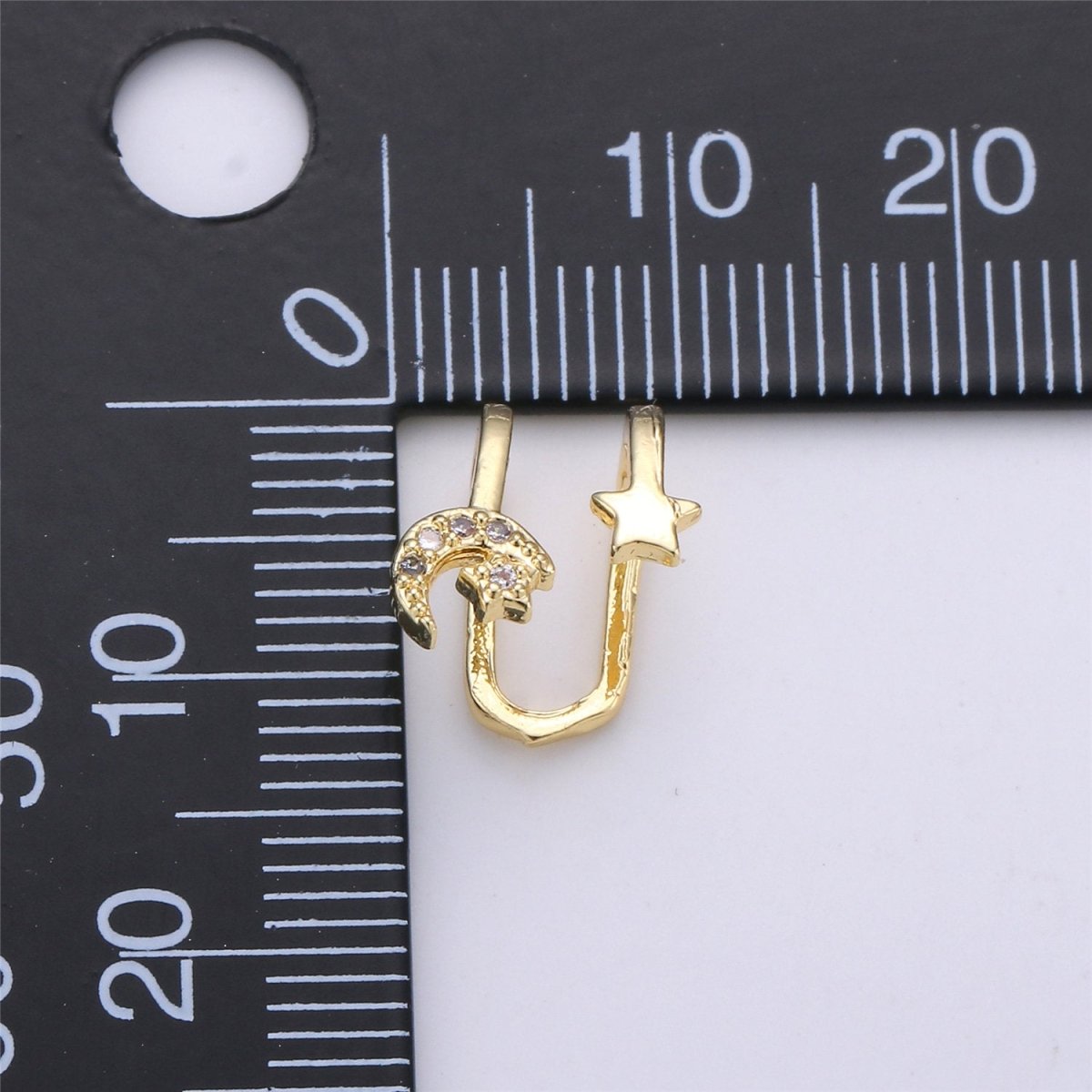 1x Moon Star Gold Filled Earring Simple Ear Cuff, delicate ear cuff, ear cuff no piercing, gold ear cuff, ear cuff, gold ear cuff AI-134 - DLUXCA