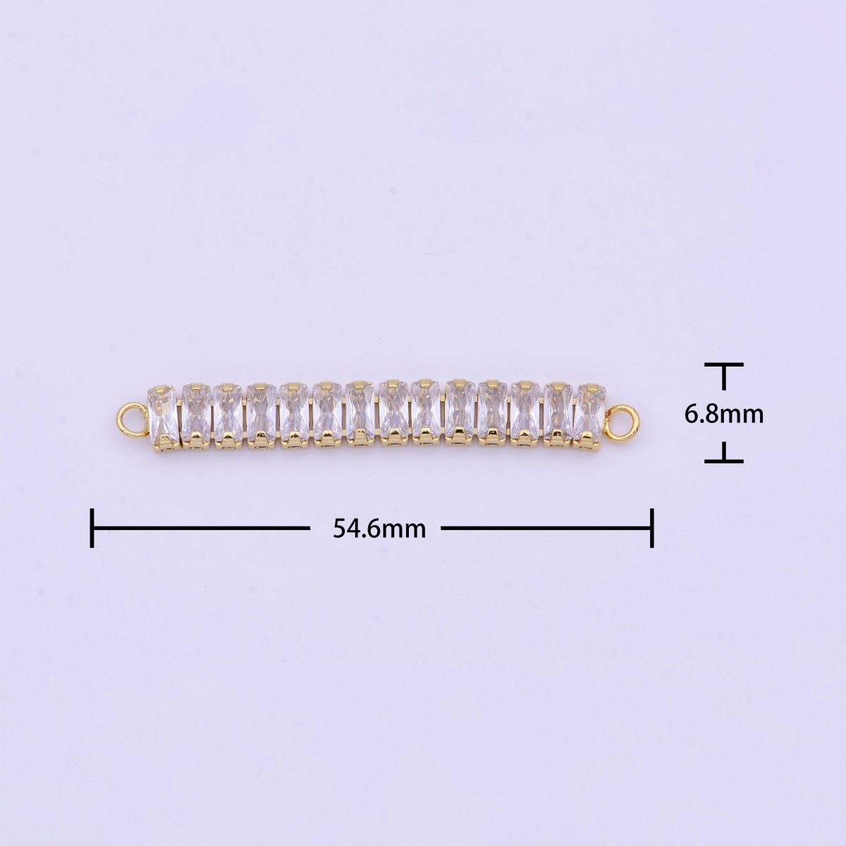 2 Inch Clear Baguette Cubic Zirconia Gold Connector | Y-625 - DLUXCA