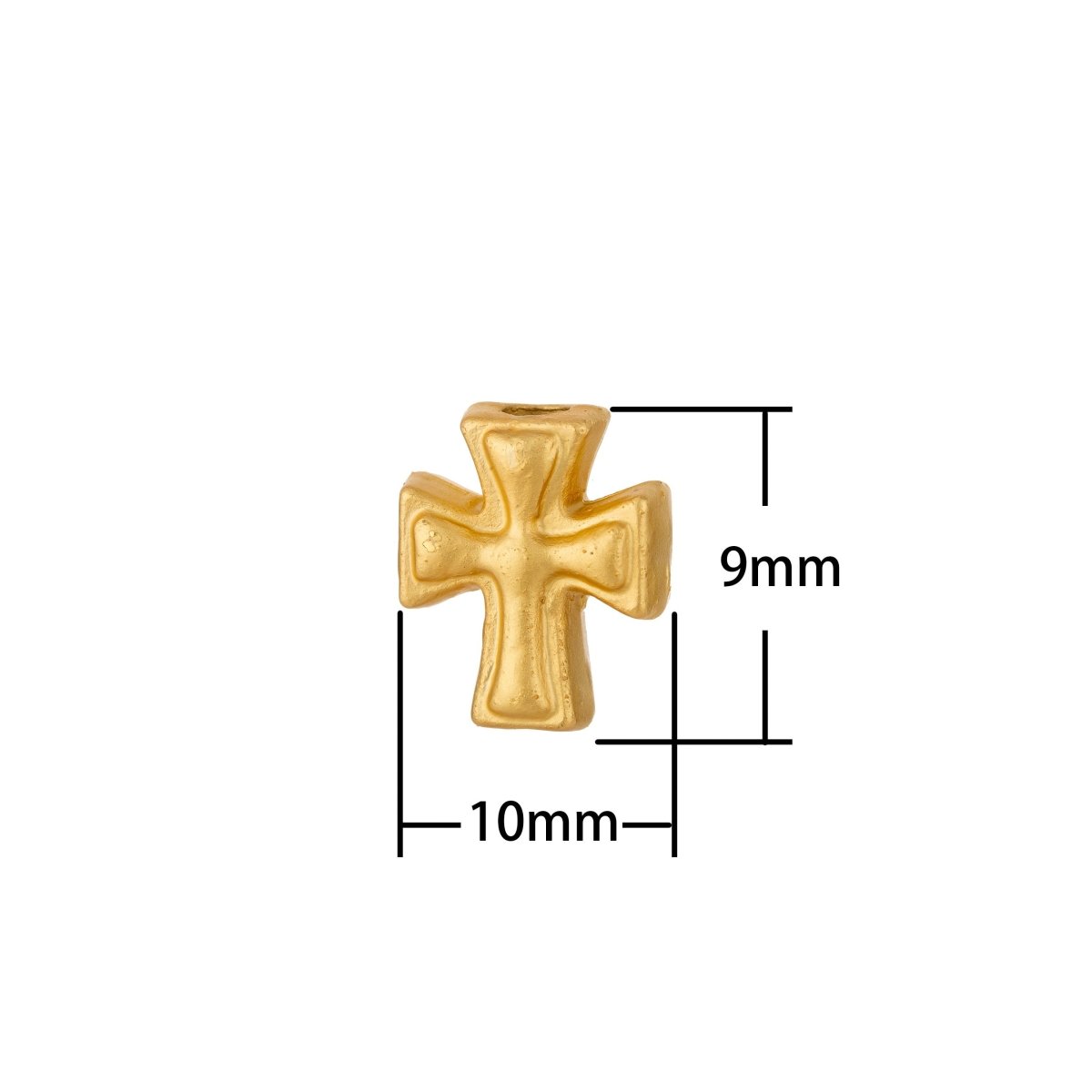 2 Piece - Dainty Matte Gold Cross Charm Christian Jewelry Accessory Religious Bracelet Making Supplies Black Cross Bead Spacer 10x9mm, CL-K082 - DLUXCA