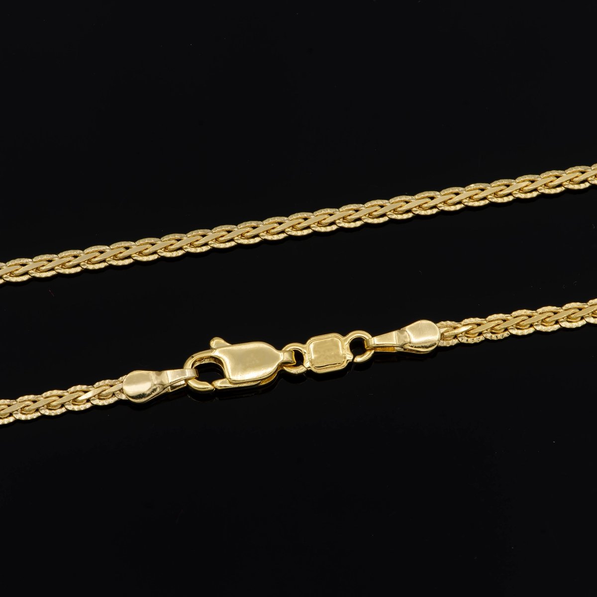 20 inch Curb Scroll Chain Necklace, 24K Gold Plated Curb Finished Necklace For Jewelry Making, Dainty 2.5mm Curb Necklace w/ Lobster Clasps | CN-935 Clearance Pricing - DLUXCA