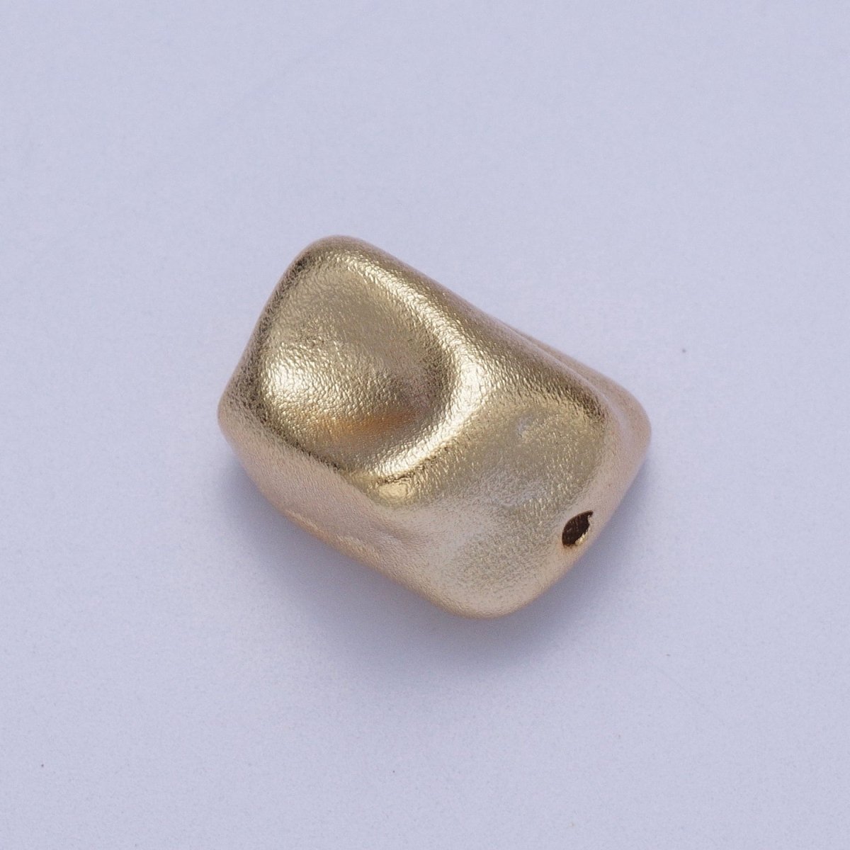 20 Pieces Dented Rectangular Gold Matte Geometric Bead | B-467 - DLUXCA