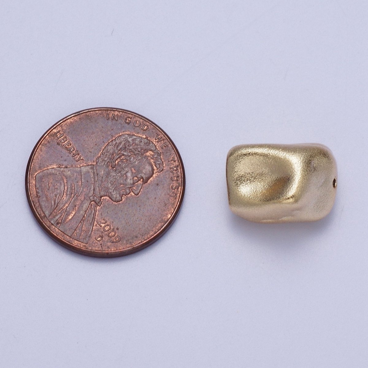 20 Pieces Dented Rectangular Gold Matte Geometric Bead | B-467 - DLUXCA