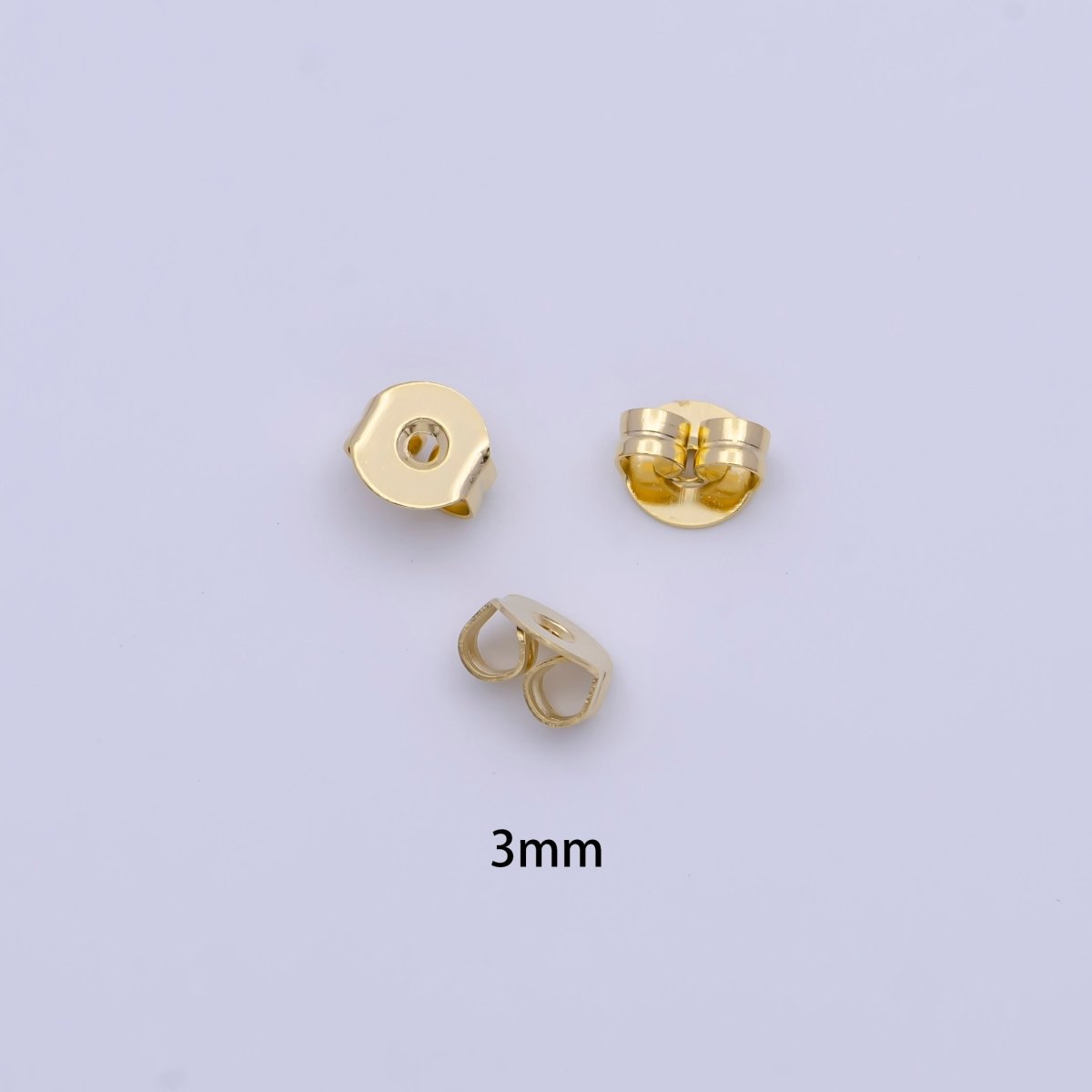 20 Pieces Gold 3mm, 5mm Minimalist Double Loop Butterfly Earring Backings Jewelry Supply | SP-1557 SP-1558 - DLUXCA