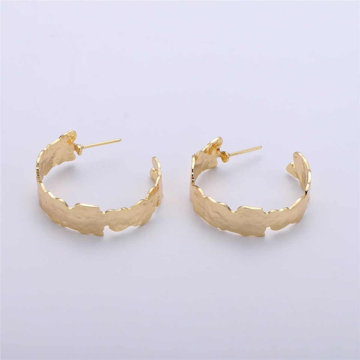 20mm, 33mm Rustic Gold Filled hoop earrings, hoop posts, Thick hoop Jewelry Making Supply Component 1 pairs K-157 - DLUXCA