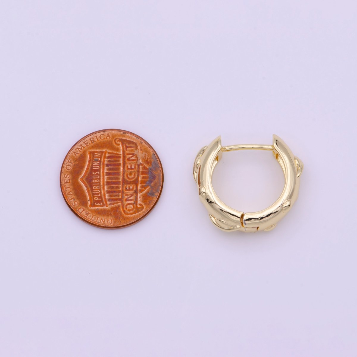 20mm Bead Dotted Textured Gold Huggie Hoops Earrings | Y-159 - DLUXCA